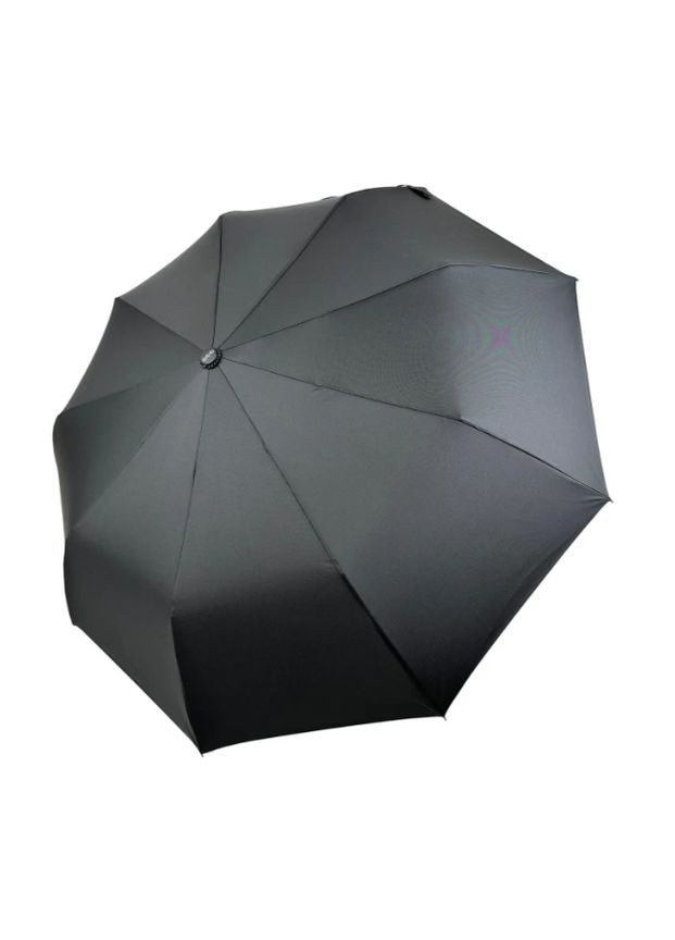 Чёрный зонтик 9 спиц купол, мужская, стильная, полуавтомат, антивитер Три Слона (365778580)
