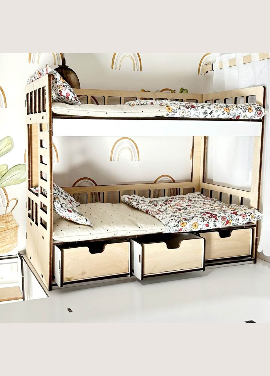 Двухъярусная кровать для Барби с выдвижными ящиками Eco (kmb006eco) NestWood (303632973)