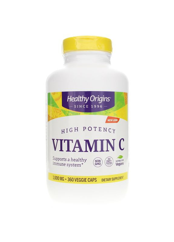 Вітамін С (L-аскорбінова кислота), Vitamin C,, 1000 мг, 360 вегетаріанських капсул Healthy Origins (367985595)