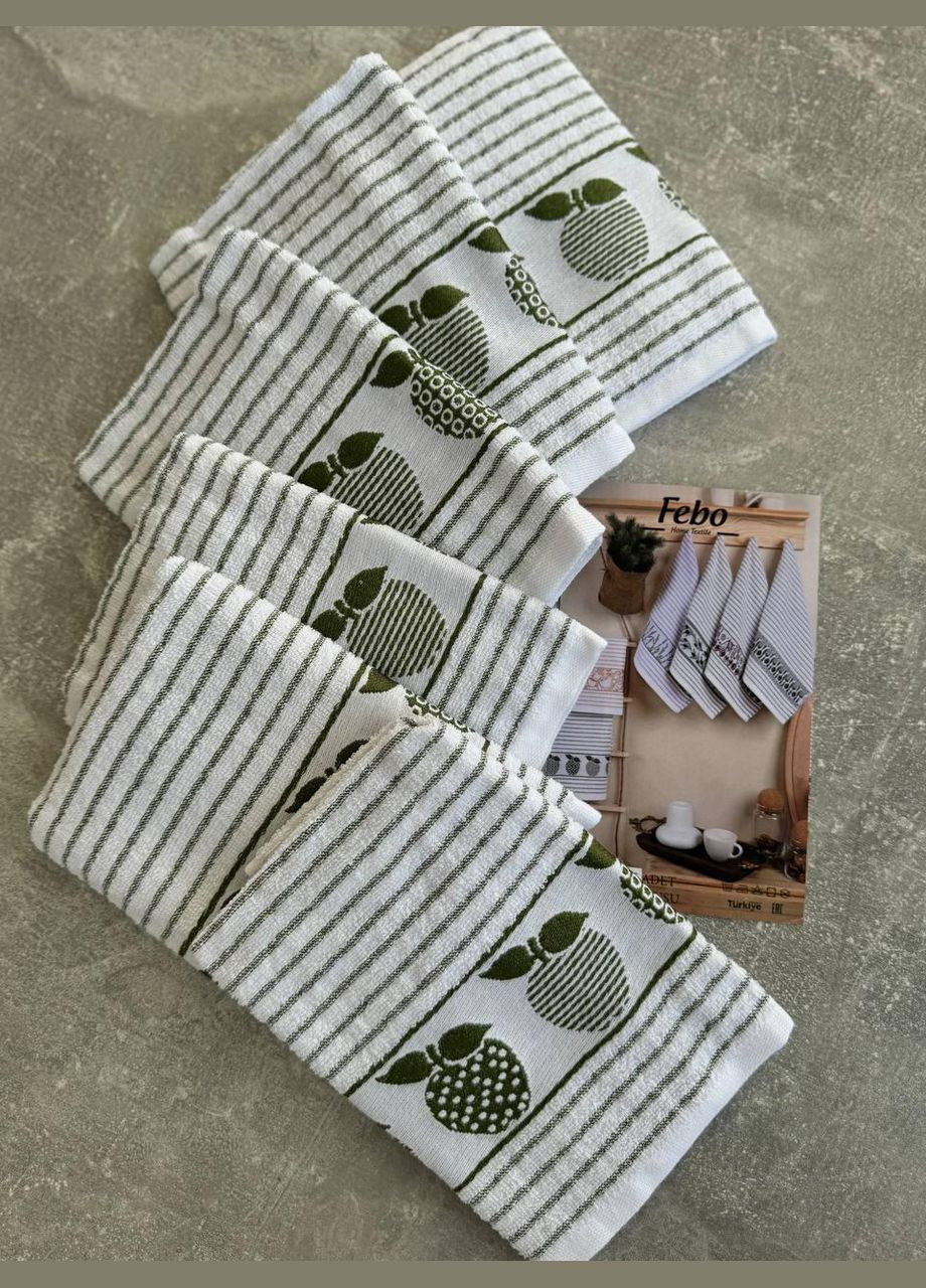 Набор полотенец махровое для кухни 40x60 см в упаковке 6 шт No Brand комбинированный