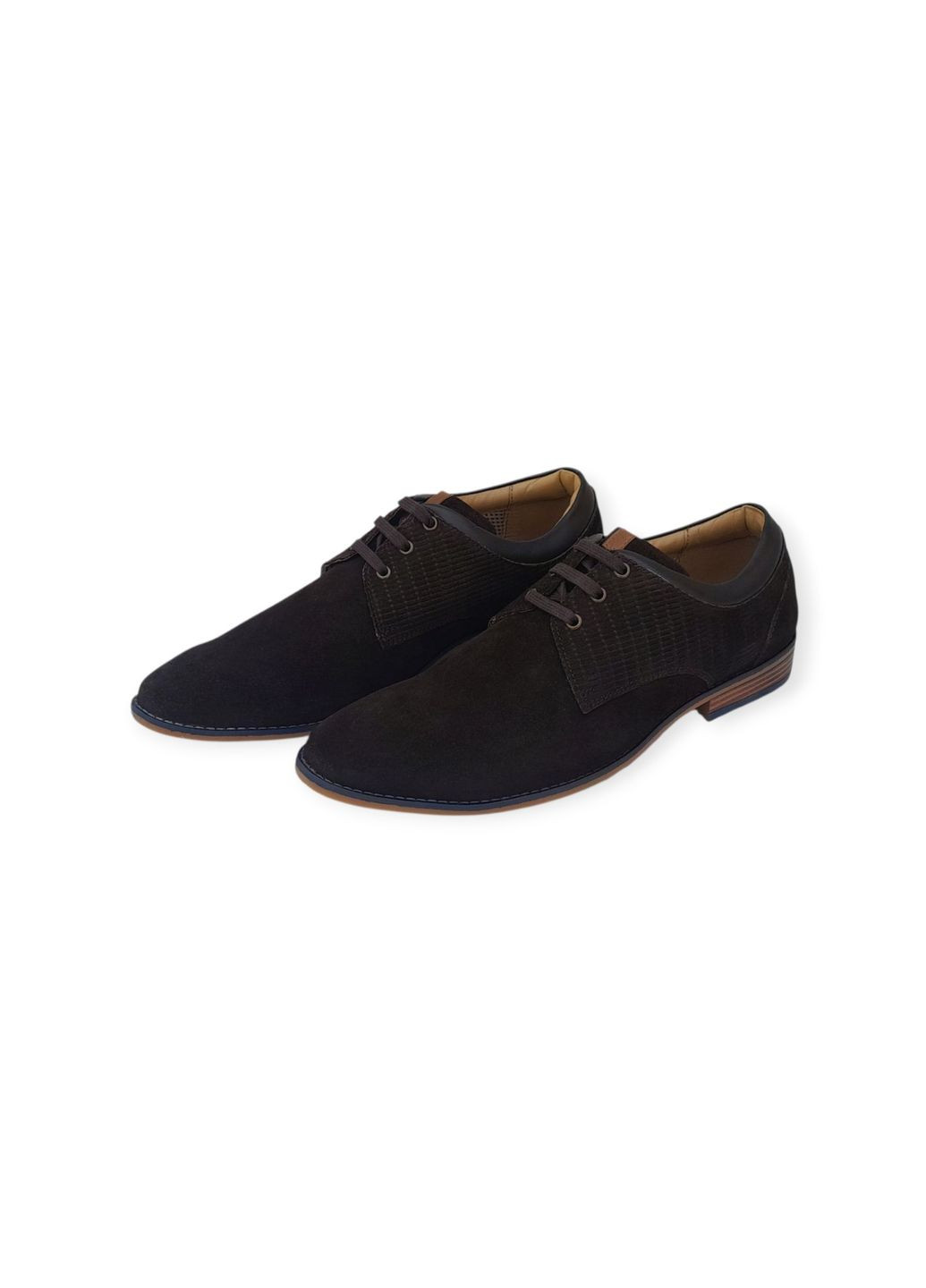 Темно-коричневые повседневные, классические туфли мужские No Brand на шнурках