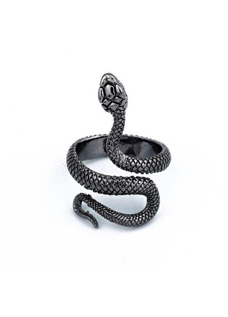 Кольцо в форме черной змеи символ смерть и возрождение размер регулируемый черное золото Fashion Jewelry (285110804)
