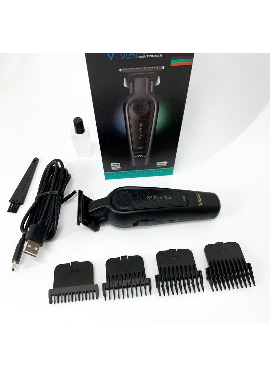 Аккумуляторная машинка для стрижки V-995 + 4 насадки, 2000 мАч, USB VGR (364665577)