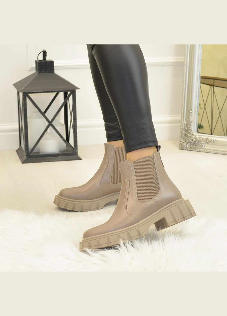 Осенние челси кожаные женские на утолщенной подошве. цвет визон. 39 размер Vasha para