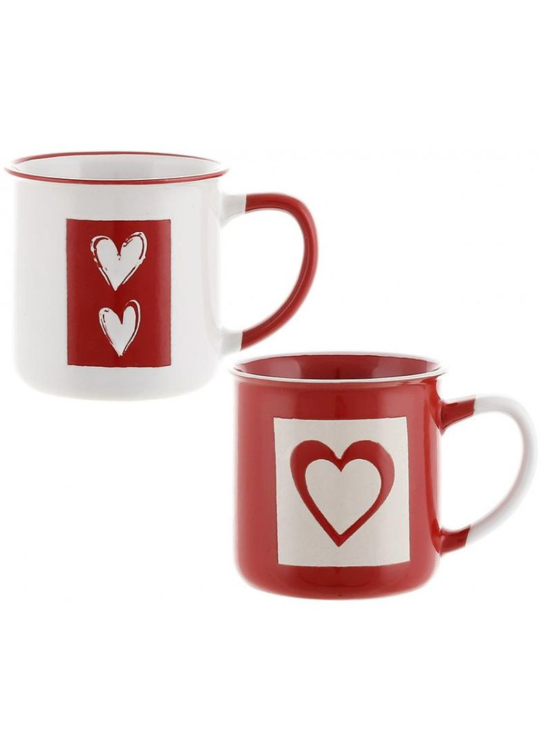 Набор 2 фарфоровых кружков "Красное Сердце" 300мл в крафтовой упаковке. BonaDi (372173429)