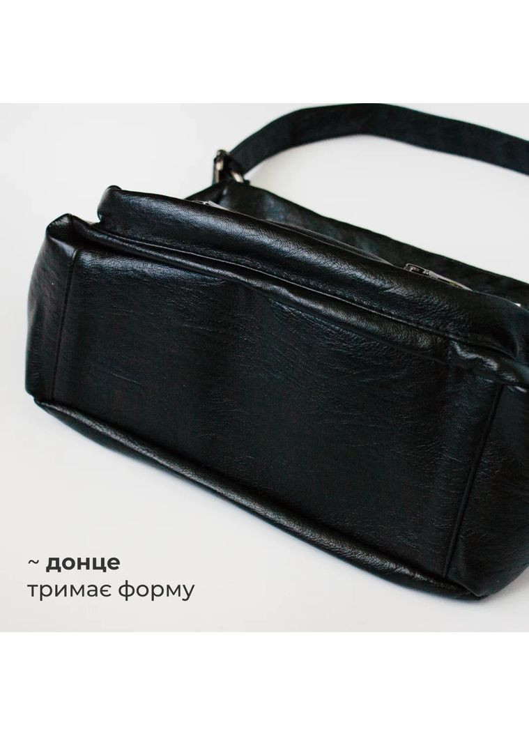 Сумка кросс-боди с металлическими сердечками кожаная ретро гранж черный много карманов большой мессенджер на молнии casual y2k No Brand (366669514)