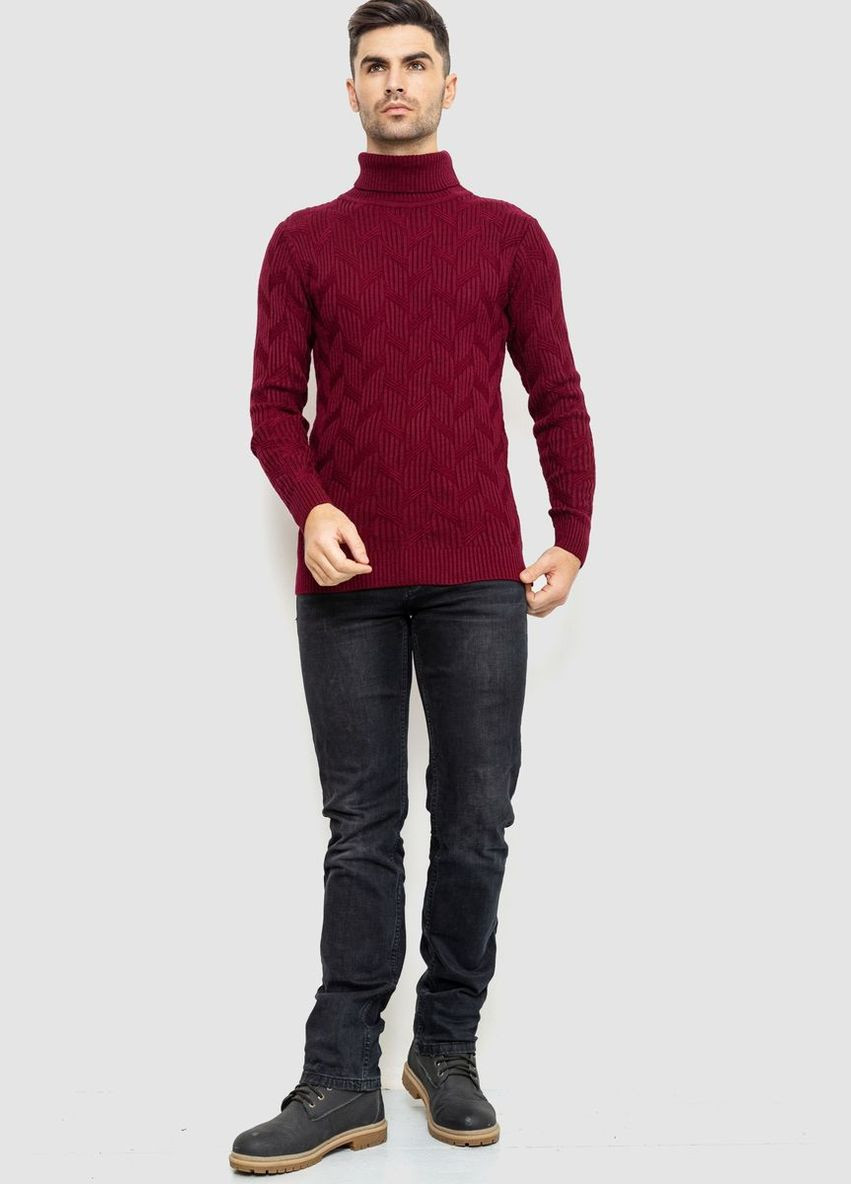 Бордовий зимовий светр чоловічий, колір коричневий, Ager