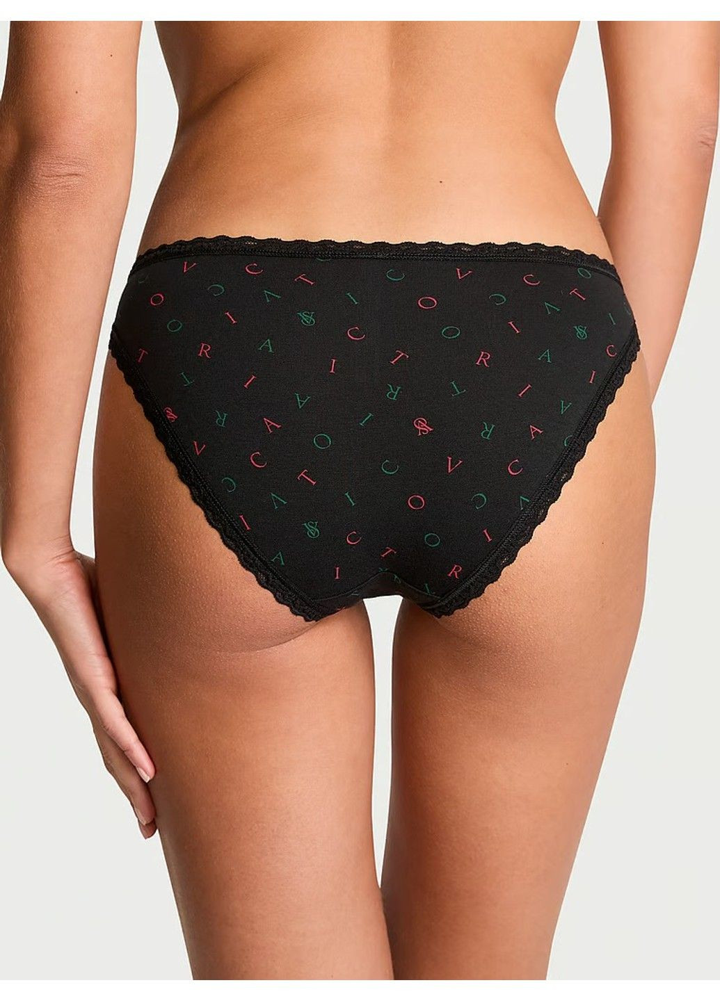 Трусики Logo Cotton Lace-Waist Bikini Panty Victoria's Secret (323164255)