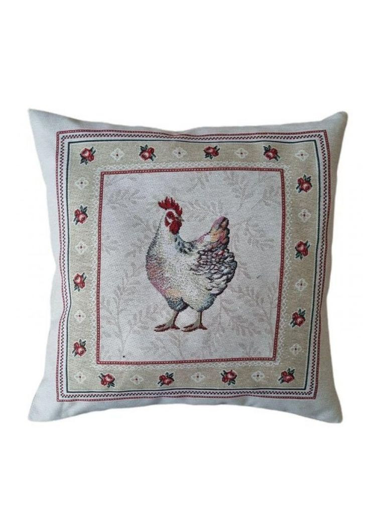 Декоративная наволочка Белая курочка 45х45 см Текстиль для интерьера Декор для дома ProDobro (369378083)