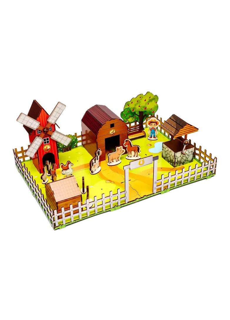 Конструктор 3D ферма дерев'яний для дітей 106 деталей Puz-00957 PuzzleOK Дер8547 (370653477)