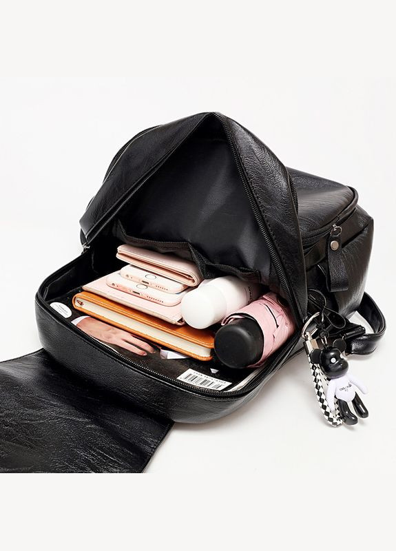 Жіночий рюкзак чорний з брелком в комплекті КиП (290683320)