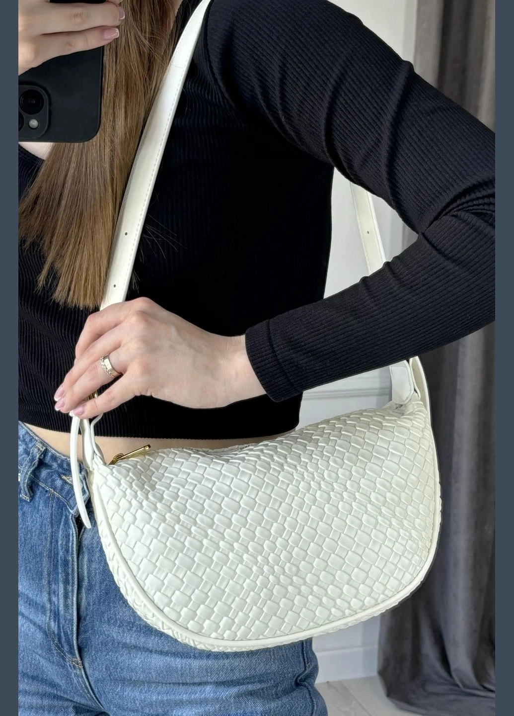 Сумка жіноча з екошкіри білого кольору Let's Shop (299146778)