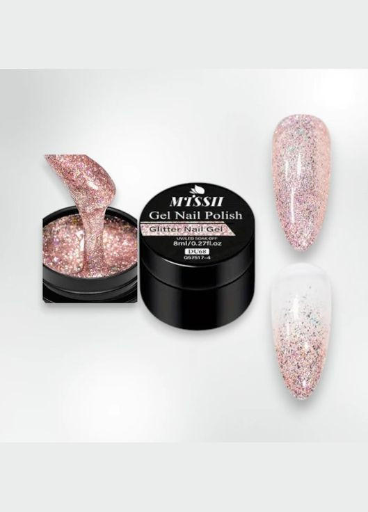 Гель-лак блестящий перламутровый Глиттер-гель металлик DU70 8 мл No Brand (331899504)