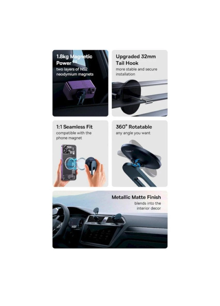 Тримач для мобiльного з БЗП MagPro Series Magnetic Car Mount Cosmic Black Baseus (301198363)