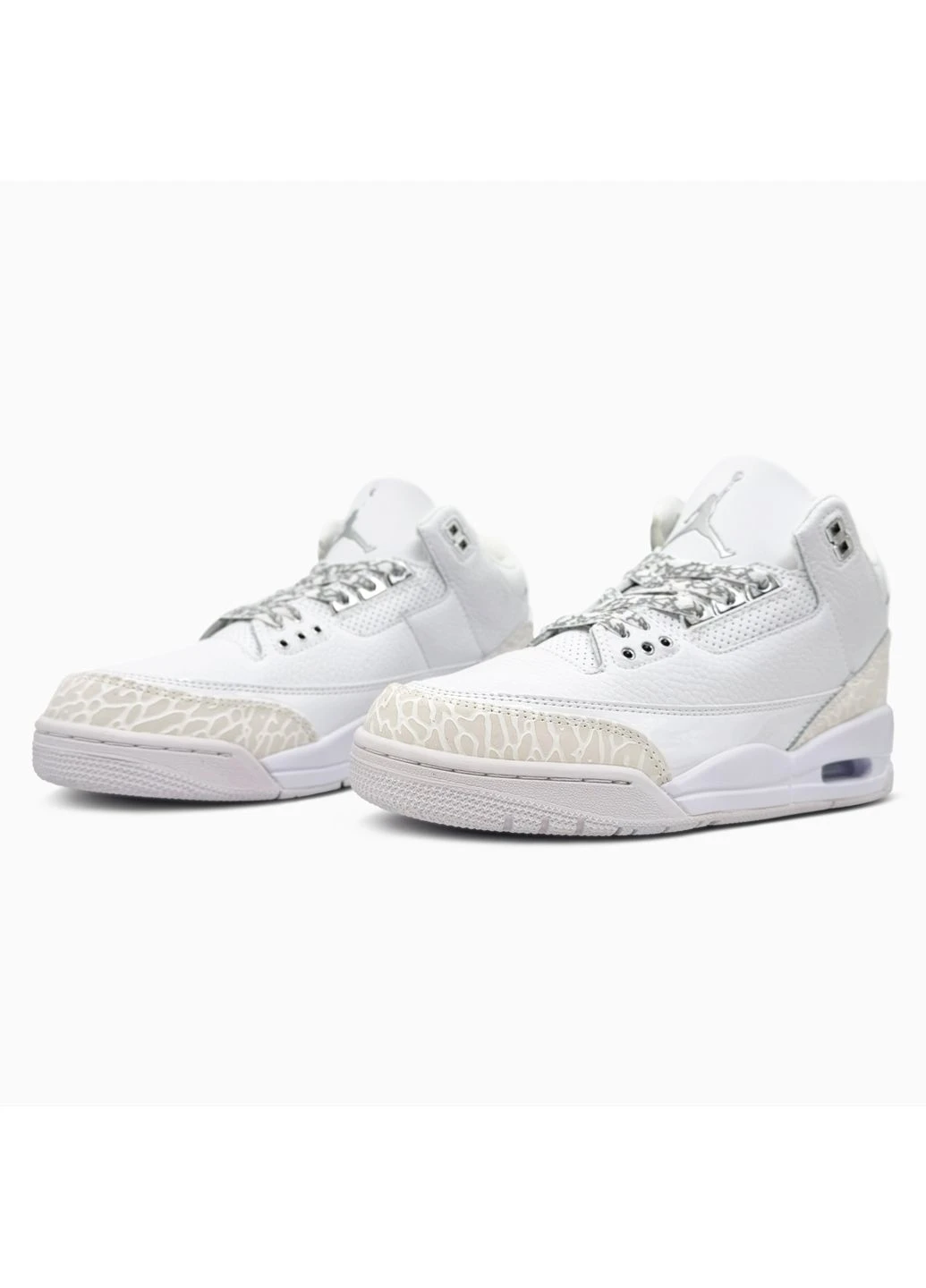 Кроссовки женские и мужские Nike Air Jordan Retro 3 White Silver | Найк Аир Джордан Ретро 3 белые No Brand белые демисезоны (400122001)