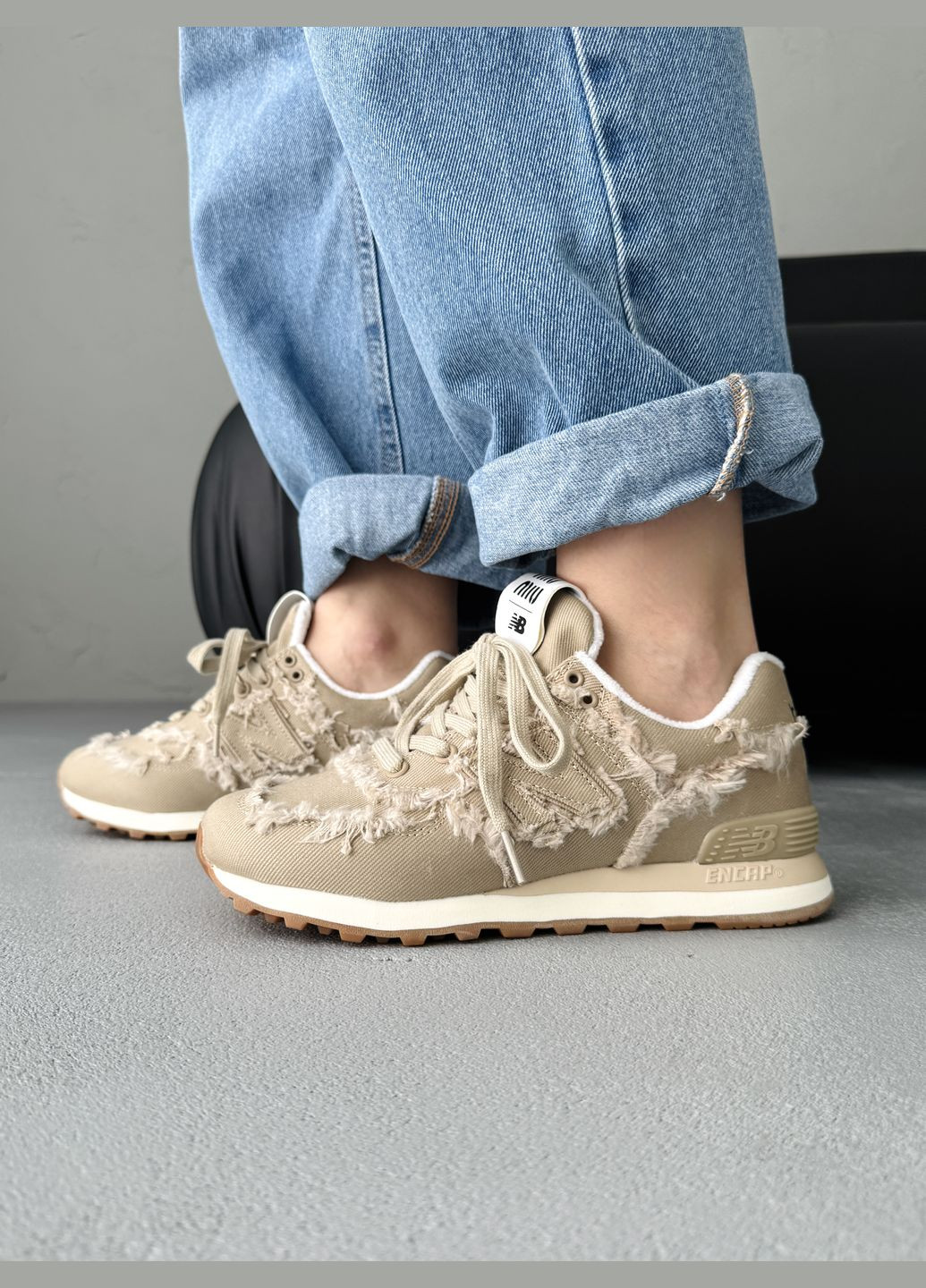 Кроссовки женские New Balance 574 x Miu Miu Beige | Нью Беланс 574 бежевые No Brand бежевые демисезоны (341485846)