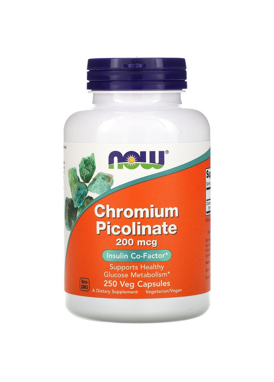 Хром піколінат 200 мкг Chromium Picolinate кофактор інсуліну 250 капсул Now Foods (283618058)