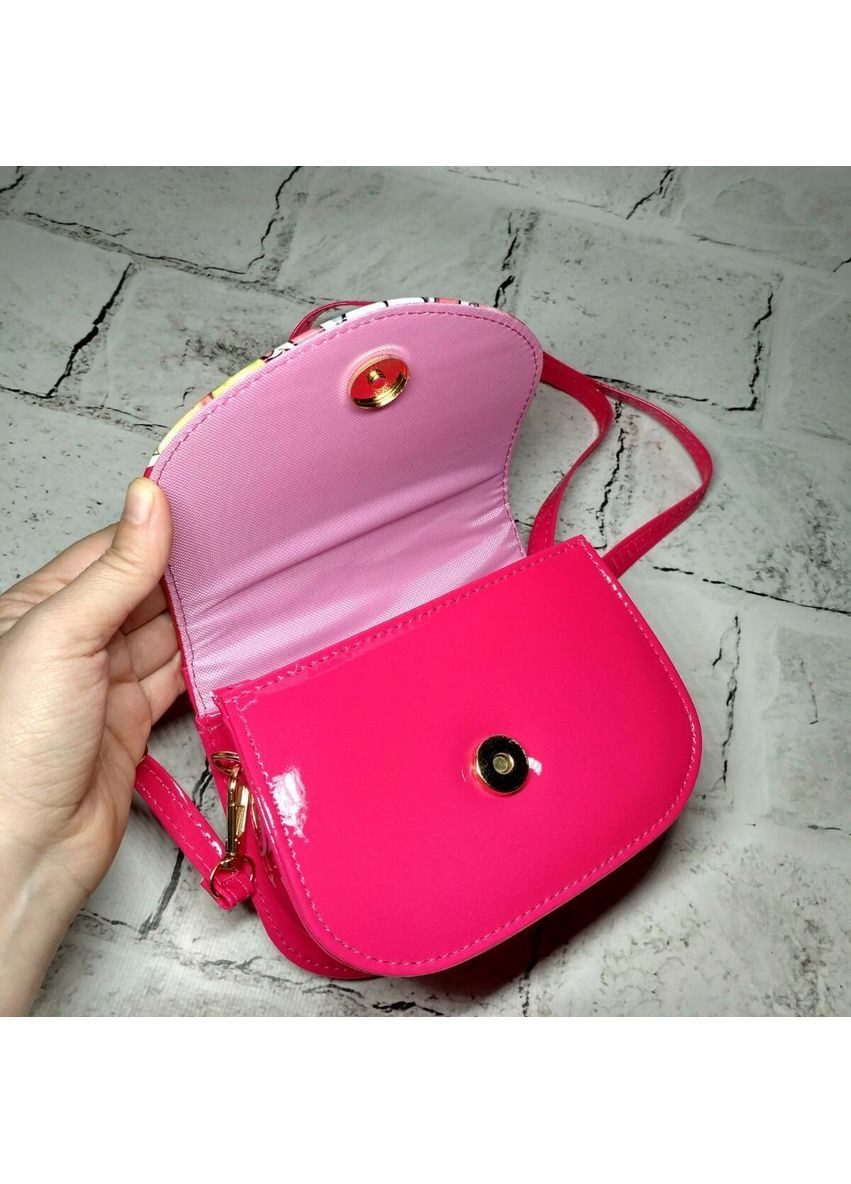 Сумочка детская для девочки лаковая с ремешком Котик 15х12х6 см Малиновая No Brand (367186381)