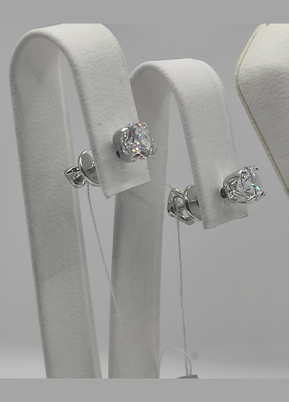 "Серебряные пусеты-гвоздики с родиевым покрытием" Shiny 544-05 No Brand (331145229)