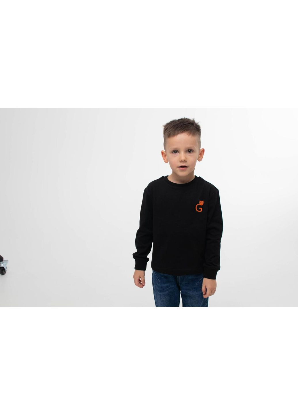 Черная демисезонная лонгслив с лого для мальчиков Ginger Cat