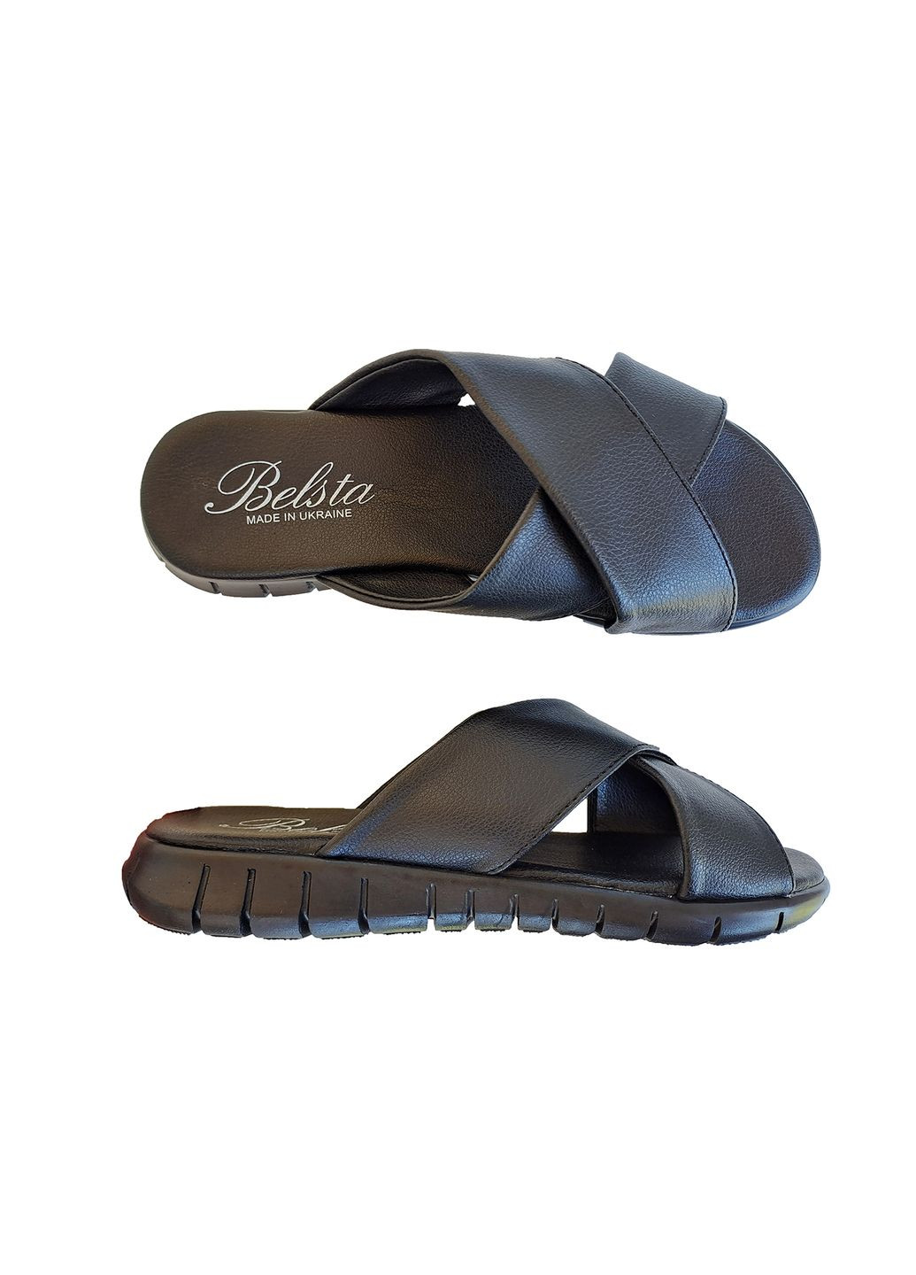 Черные шльопанцы женские из экокожи Белста