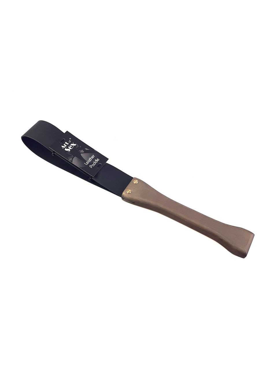 Ляскалка BDSM з дерев'яною ручкою, натуральна шкіра Art of Sex (371389528)