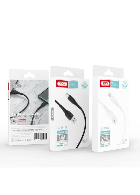 Кабель USB NB-P163 2.4A Quick Charge Type-C 1m прогумований black XO (322706607)