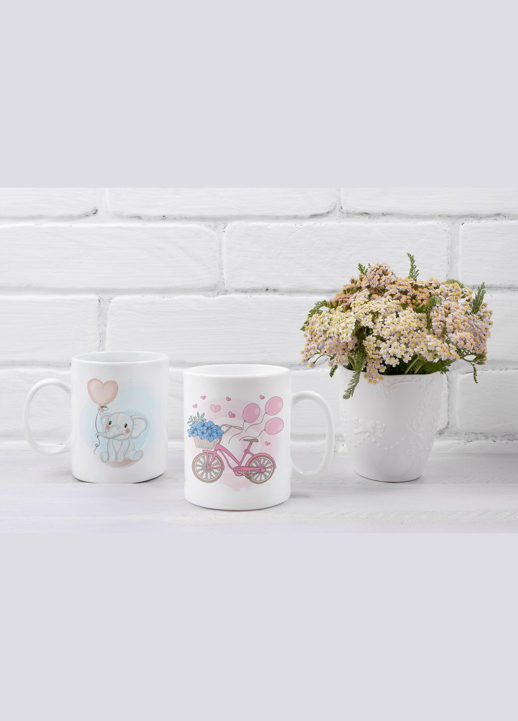 Парные чашки кружки Слоник и велосипед для Влюблённых Белая 330 мл Orca (316262679)
