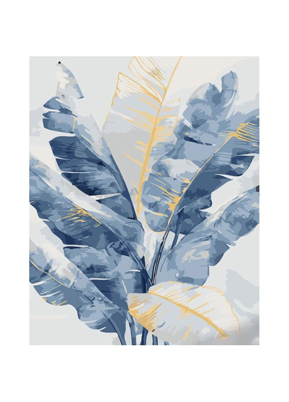 Картина за номерами для дорослих Синє листя акрилова розвивальна см Strateg (362436450)