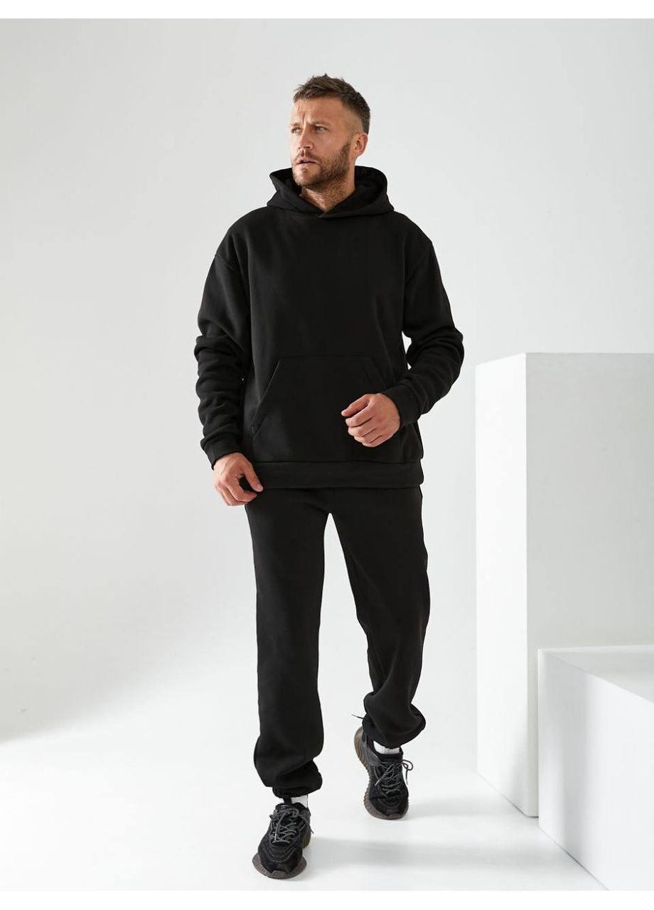 Чоловічий спортивний костюм на флiсi чорного кольору 34198 No Brand (353827655)