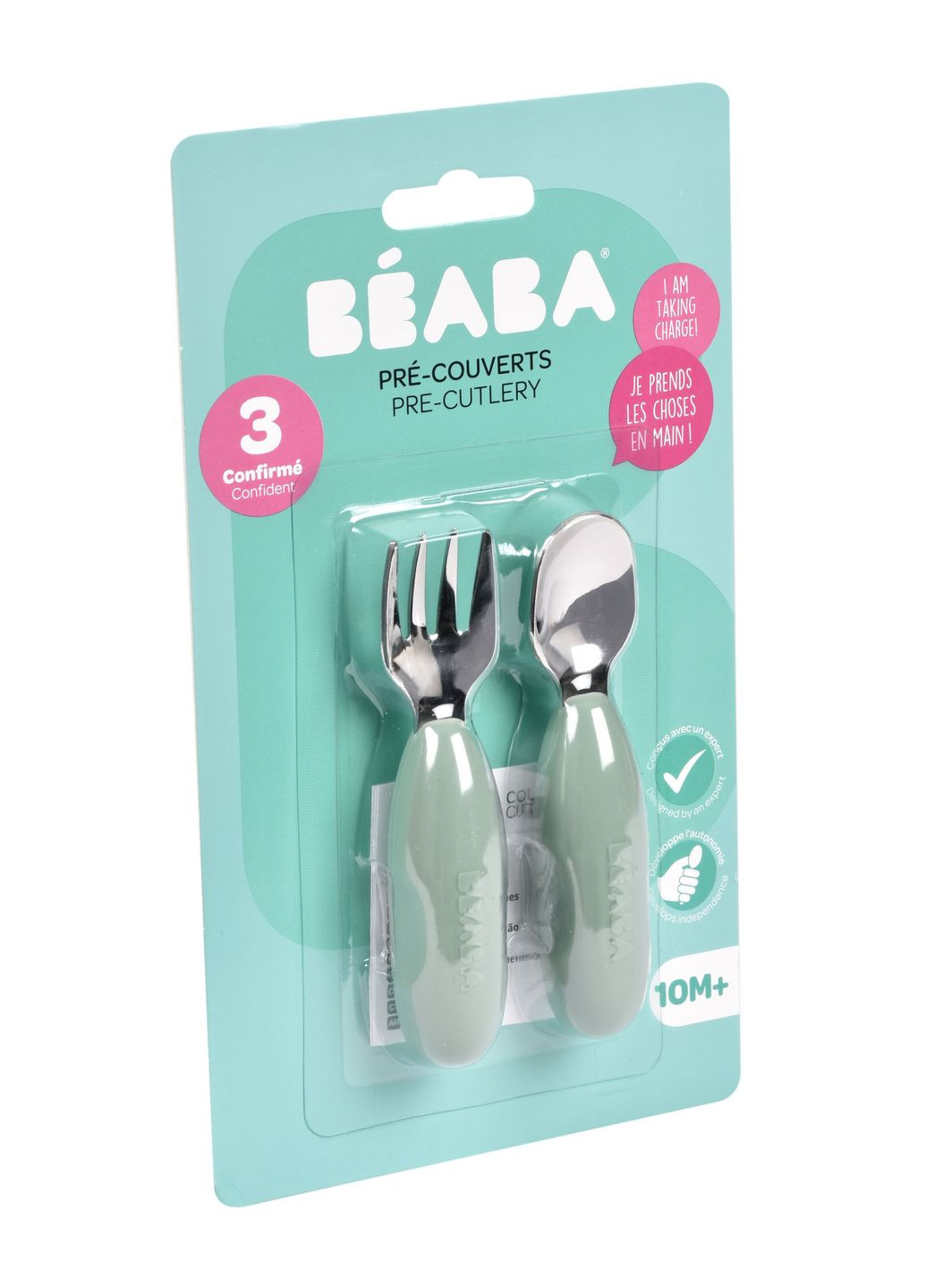 Набор ложка и вилка 10+, металлический оливковый () Beaba 913580 (328395512)