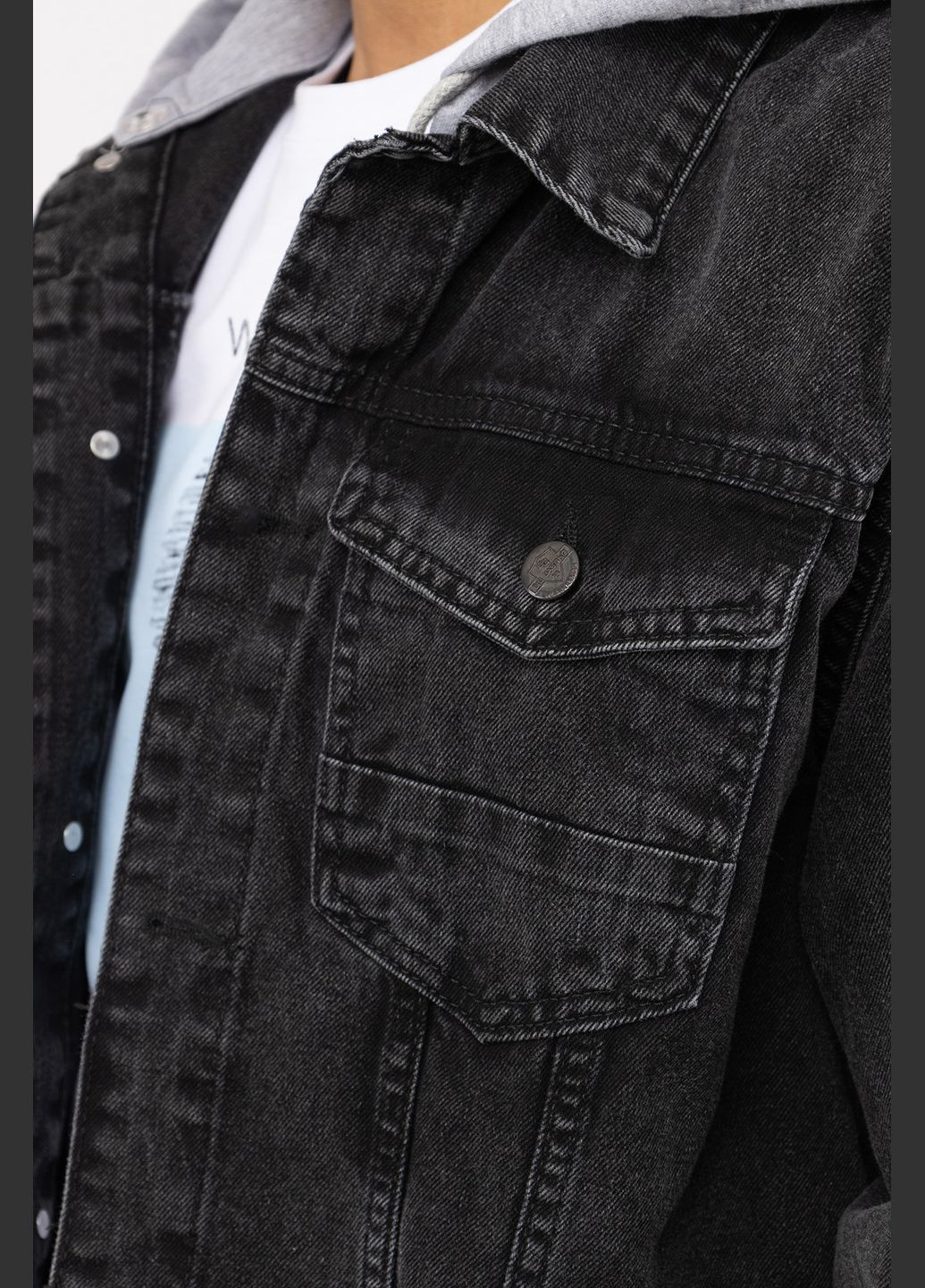 Темно-сіра демісезонна чоловіча джинсова куртка колір темно-сірий цб-00245485 BIG GASTINO