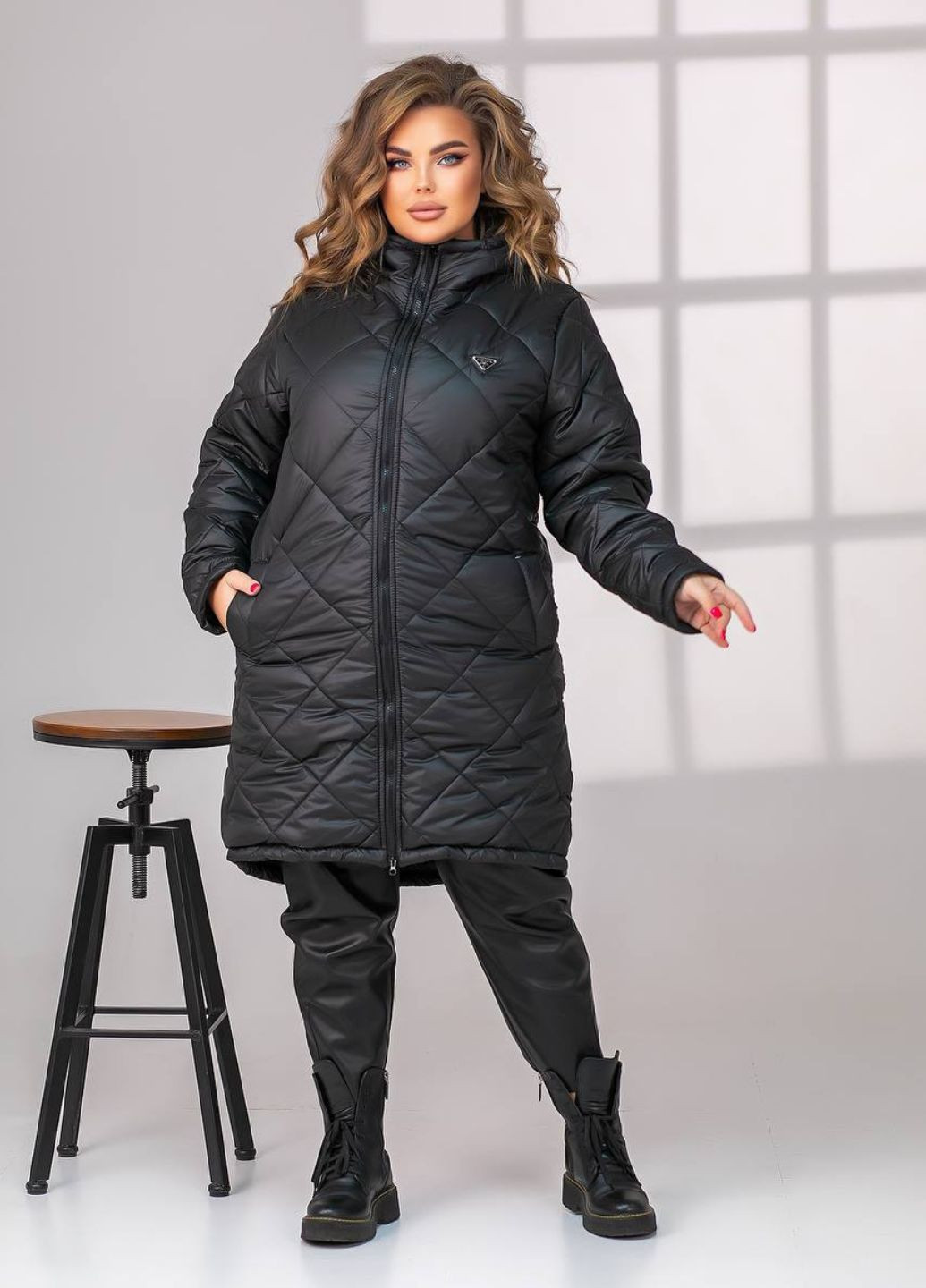 Черная зимняя теплая и сильная зимняя куртка куртка-пальто No Brand