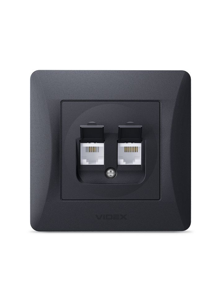 Комбінована комп'ютерна та телефонна розетка CAT3+CAT6 BINERA VF-BNSK2PC6TF3-BG чорний графіт Videx (282313671)