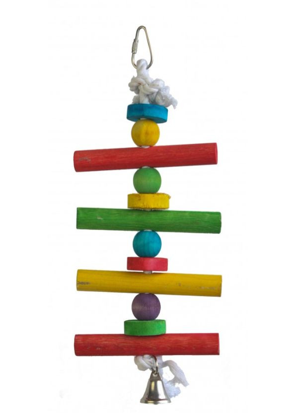 Іграшка для середніх папуг JESSICA з натурального дерева 38х12 см LBW0016 Золотая клетка (275797391)