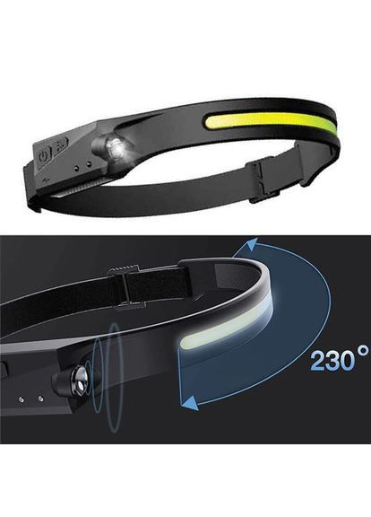 Светодиодный фонарь налобный сенсорный с аккумулятором 1200 mAh Li-ion BL-W689/G28-LM+COB Black No Brand (350349116)