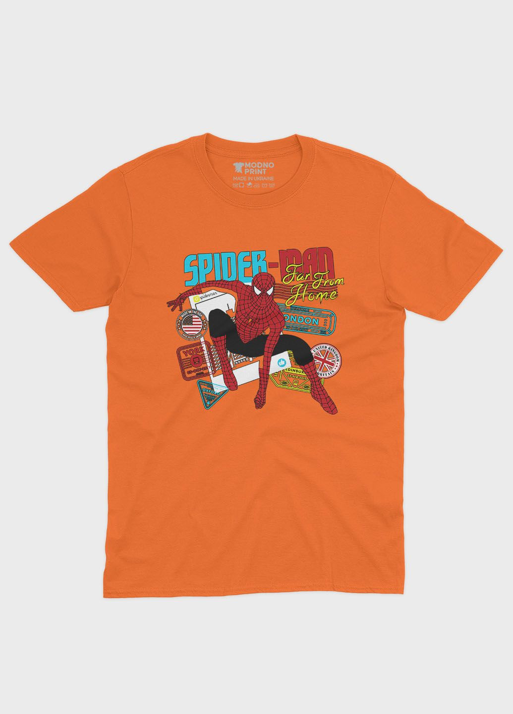 Оранжевая демисезонная футболка для мальчика с принтом супергероя - человек-паук (ts001-1-ora-006-014-043-b) Modno
