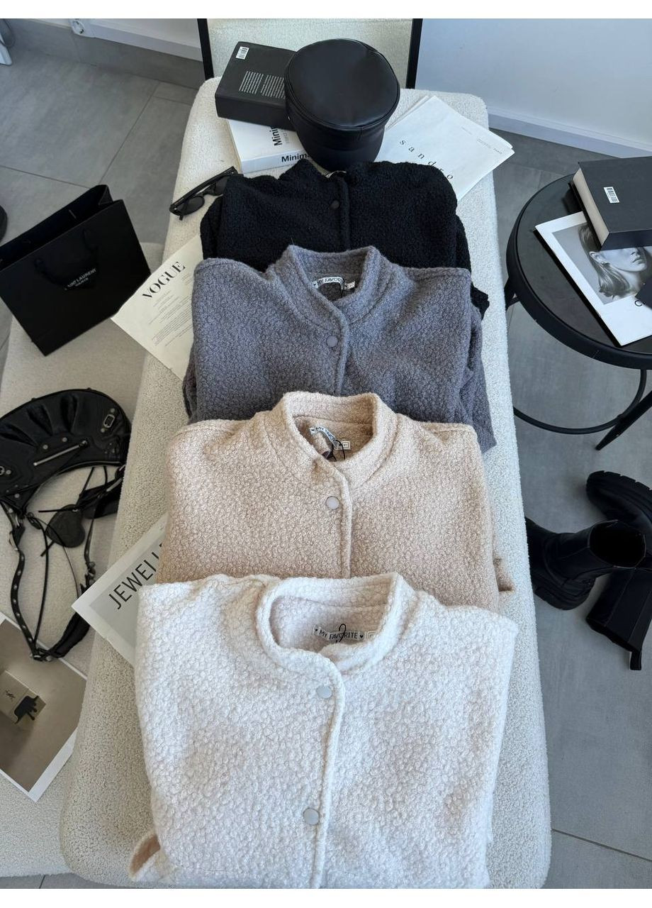 Женский бомбер букле на кнопках (364550208)