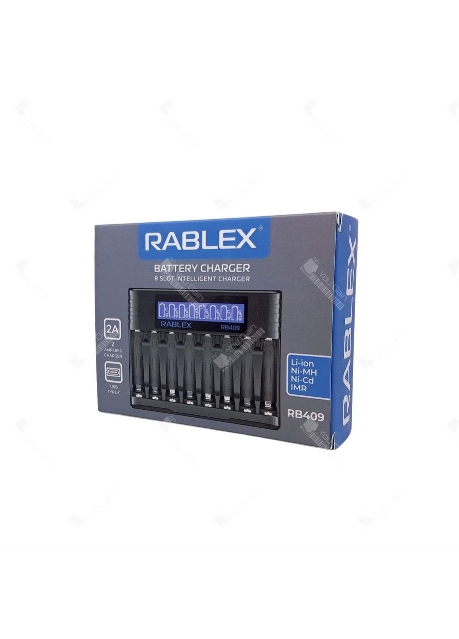 Интеллектуальное зарядное устройство RB409 (IMR Li-Ion, NiMH, NiCd) Type-C Rablex (361068370)