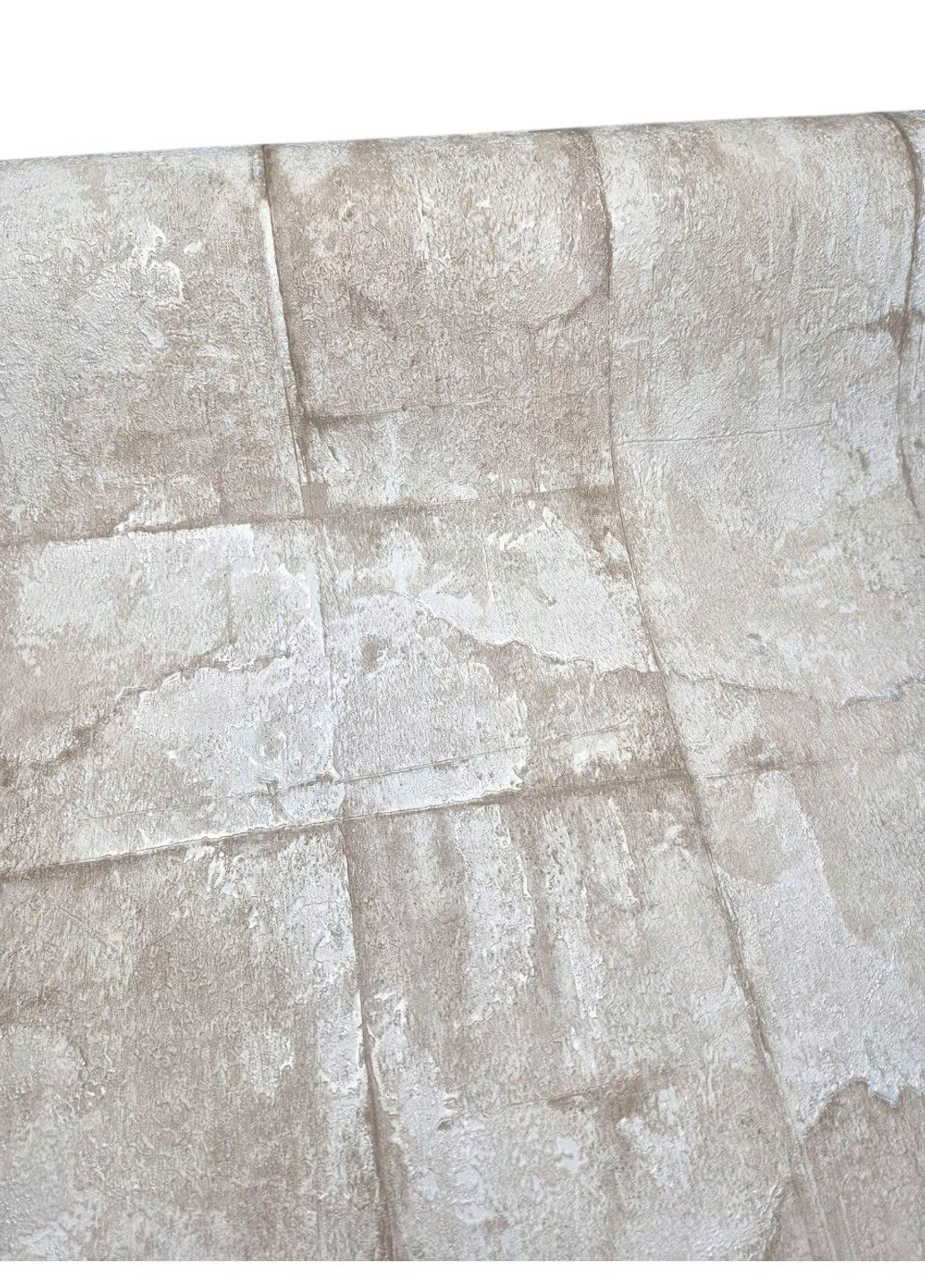 Вінілові шпалери 10.05 × 1.06 м 1576-01, бежево-сірі під бетон для вітальні, спальні, кухні, коридору Слов'янські шпалери (340275480)