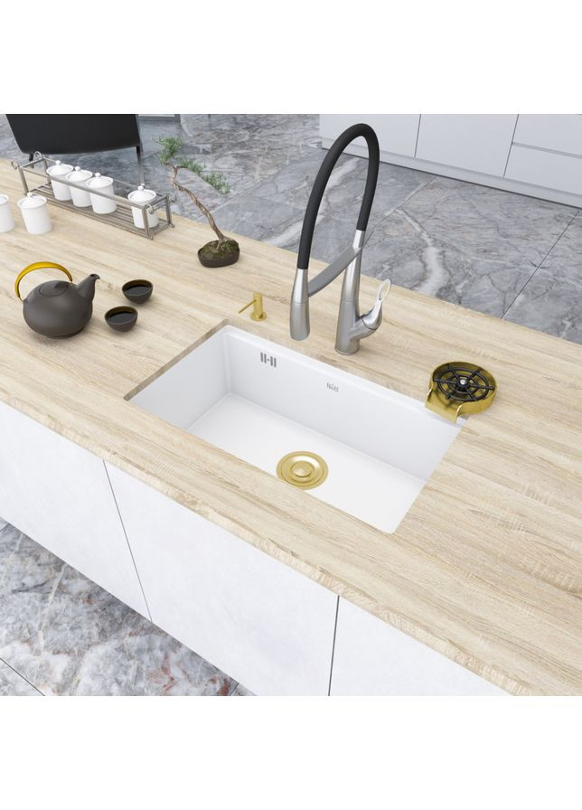 Белая подстольная мойка из нержавеющей стали 1.5 мм Nett NW-7042 (373001351)