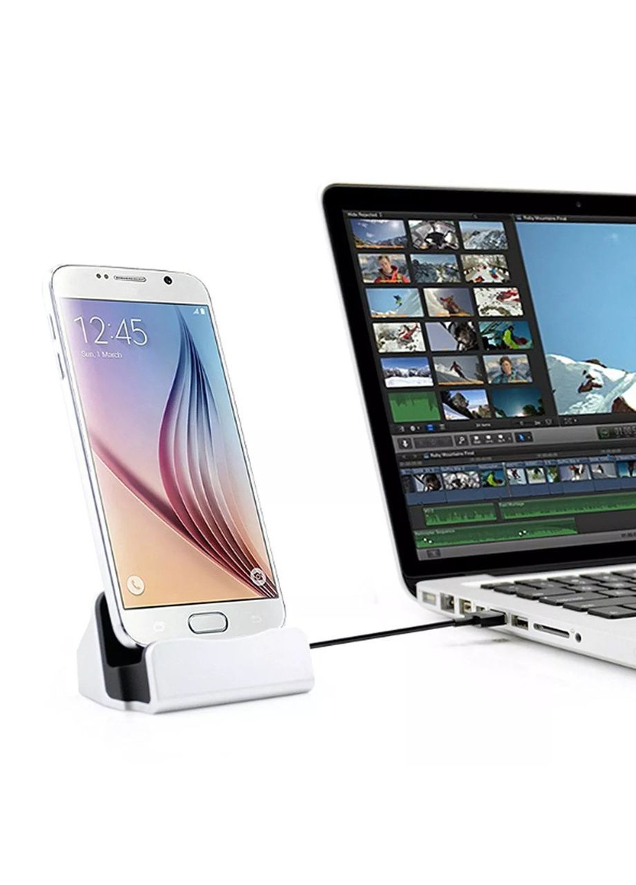 Док-станция, зарядное устройство, подставка с выходом micro USB для Android (серебристый) China (366874837)