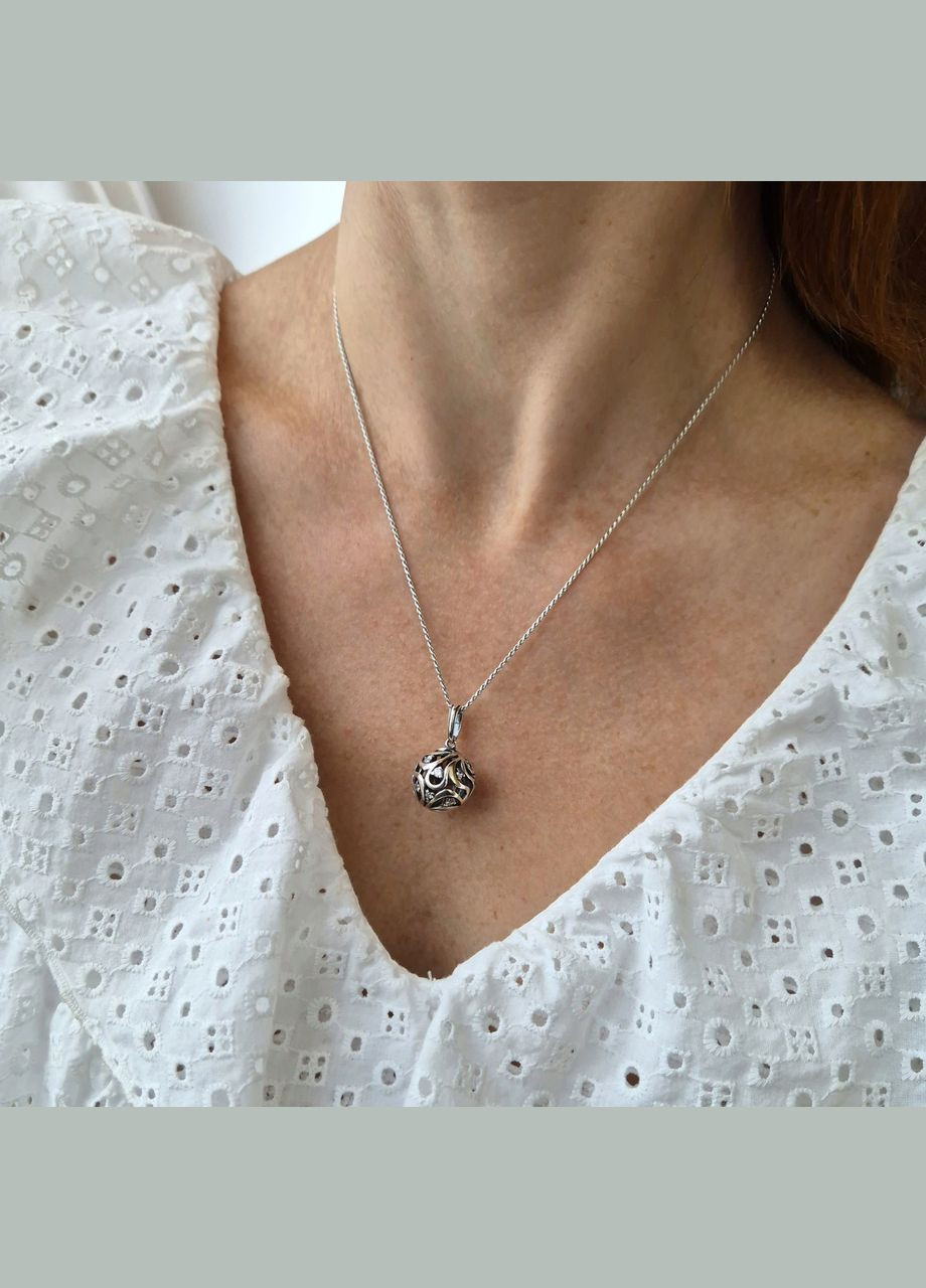 Серебряная подвеска Шарик в камнях серебро 925 пробы Черное 3771п 3.84г No Brand (338185610)