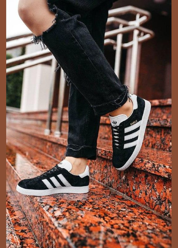 Чорні кросівки gazelle core black cloud white gold - bb5476 No Brand