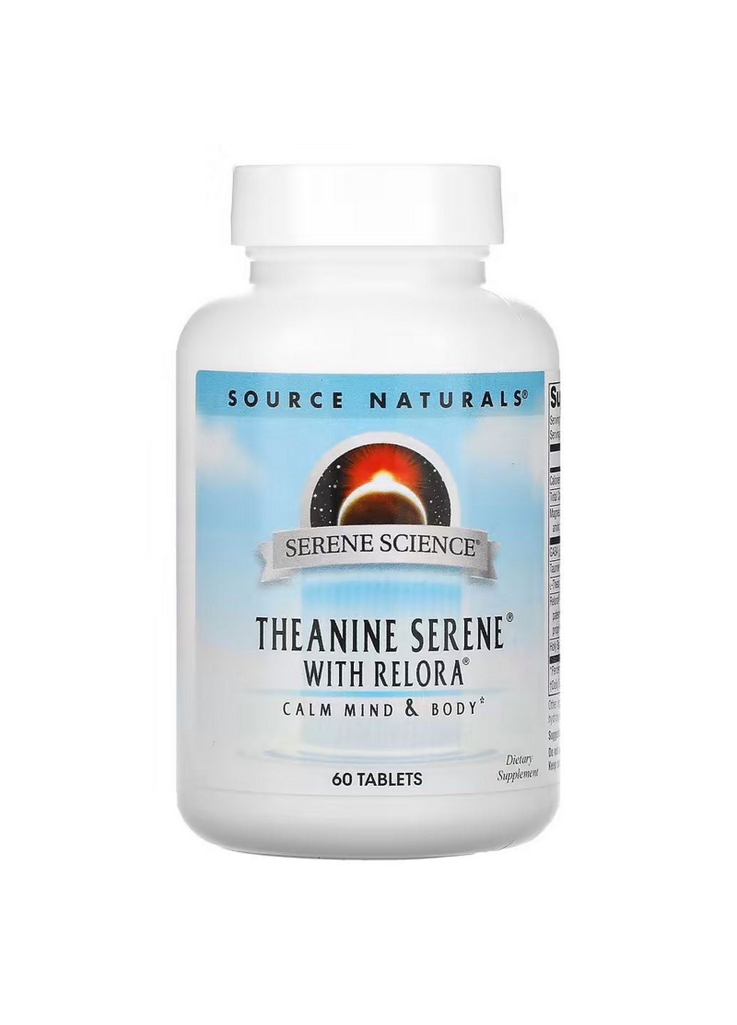 Амінокислота Serene Science Theanine Serene with Relora, 60 таблеток Source Naturals (293338789)
