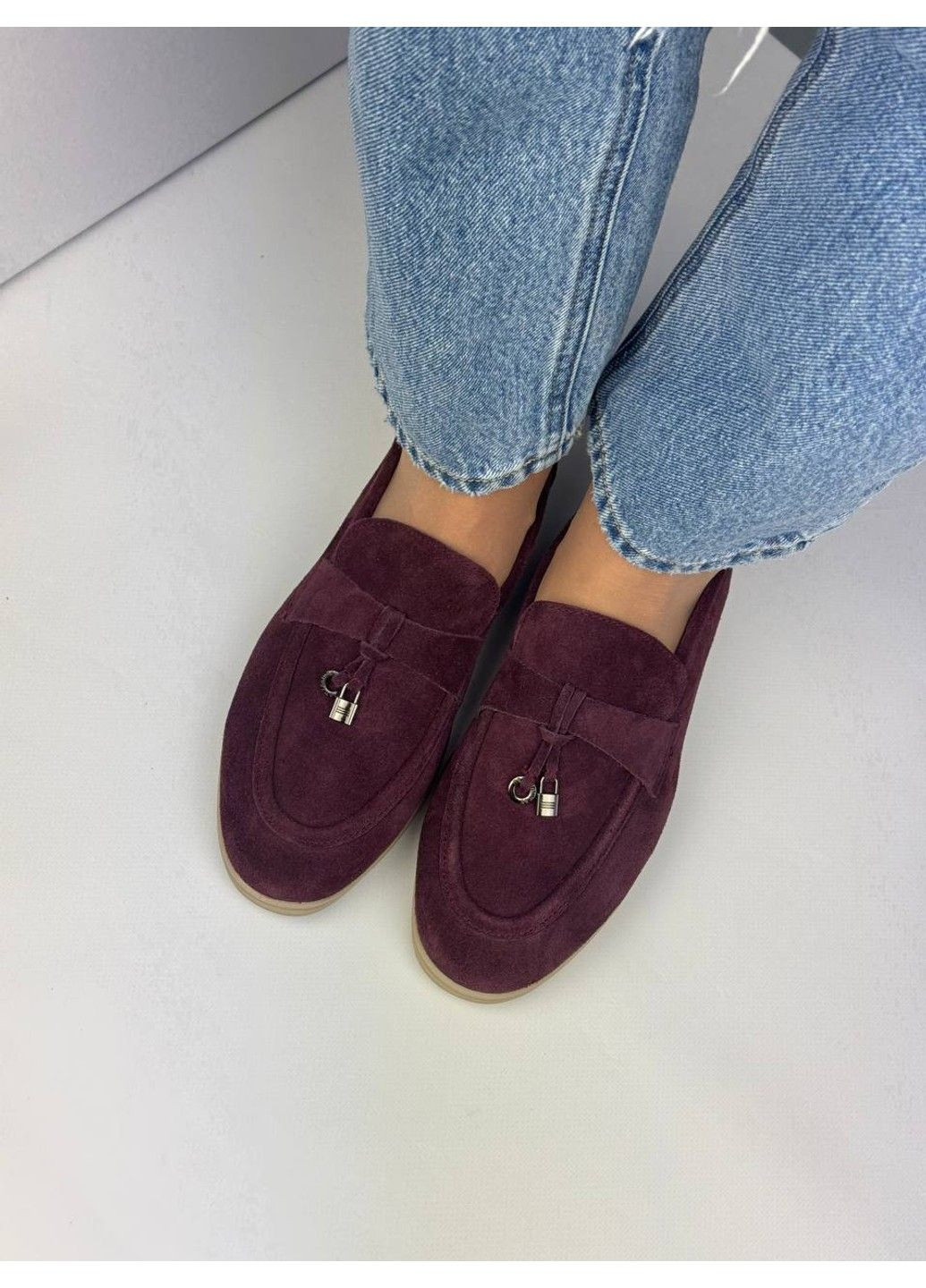 Hengji 408 Лоферы Замшевые Бордовые с украшением бордовый з натуральная замша, китай — демисезон (335365740)