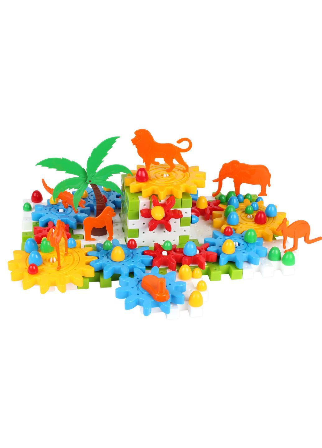 Дитячий конструктор з шестернями на 118 деталей в коробці Джунглі Комбінований (4186038317) ТехноК (372444913)