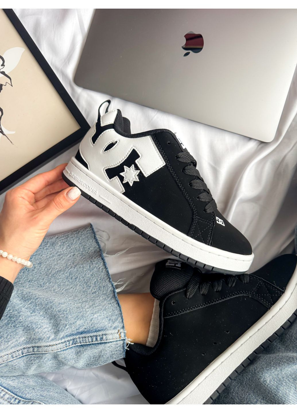 Чорно-білі Осінні кросівки чоловічі і жіночі dc shoes court graffik black white | дс шуз чорно-білі No Brand