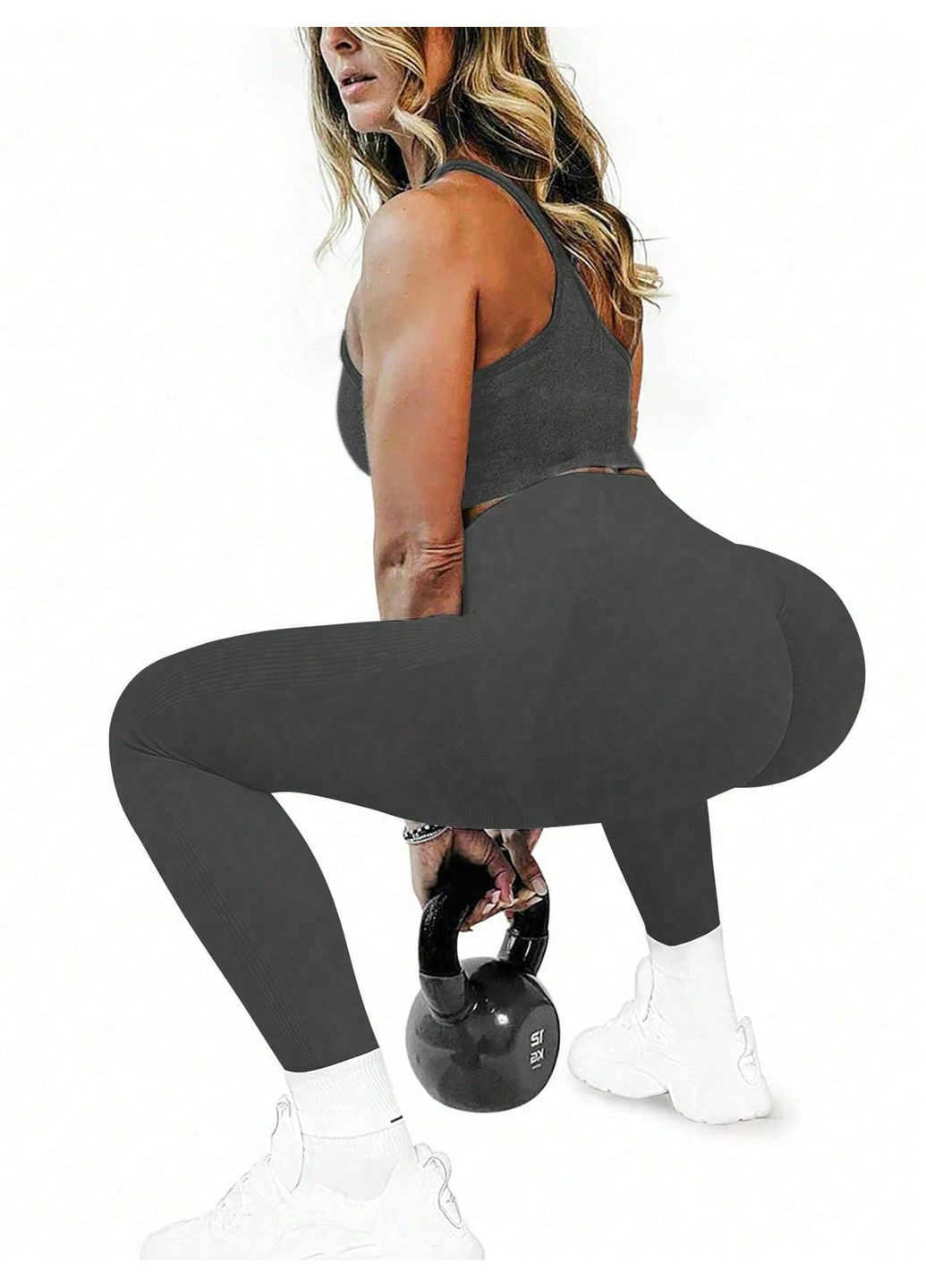 Графитовые демисезонные леггинсы спортивые SHEIN