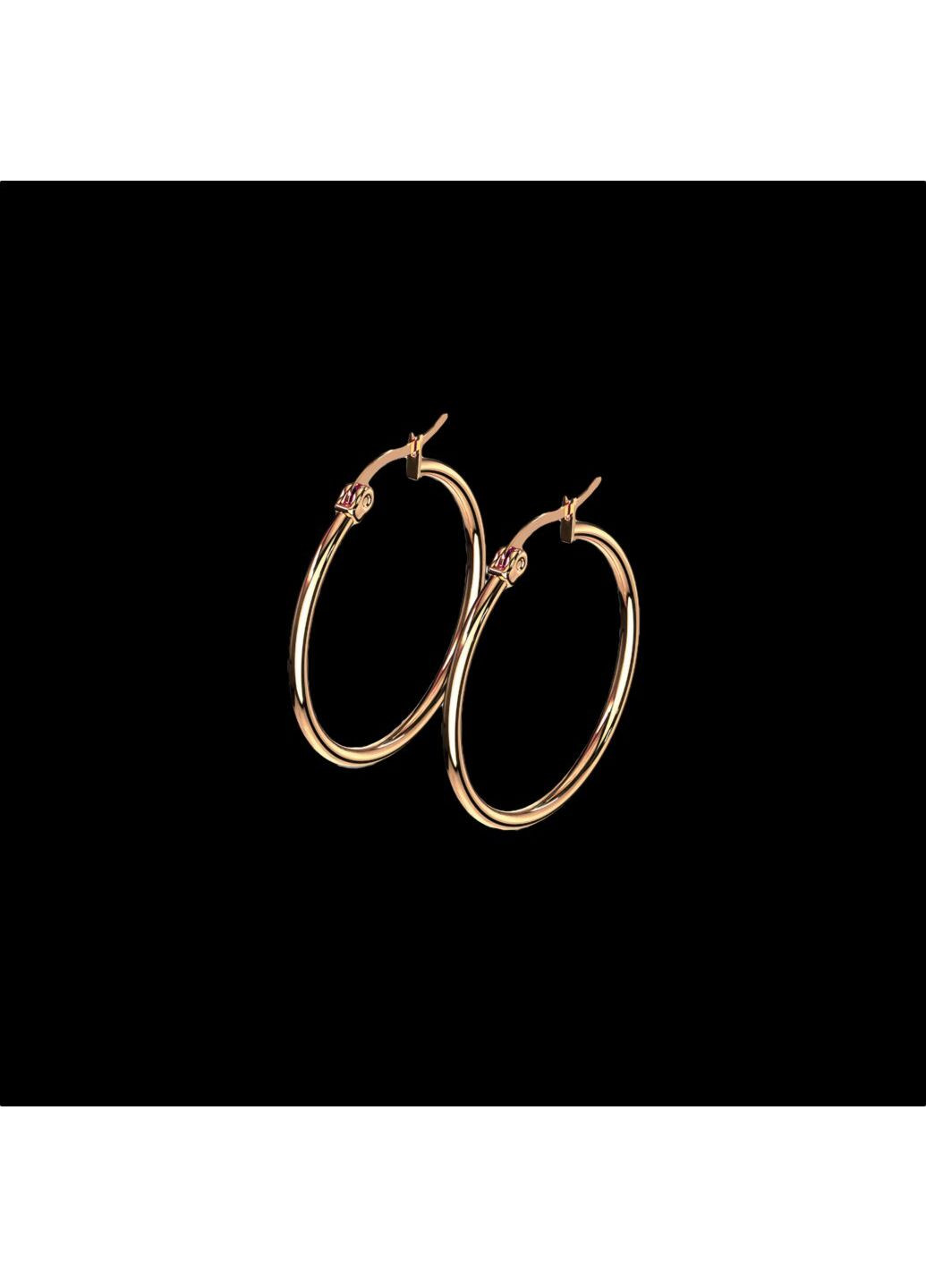 Класические серьги-кольца (серьги-конго) из медицинской стали в цвете розовое золото диаметр 30 мм Spikes (287337863)